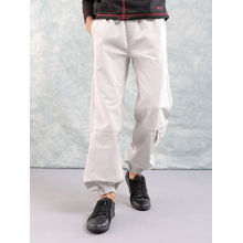 The Indian Garage Co Men Loose Fit Solid Mid Rise Stretchable Denim Joggers Grey