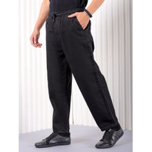 The Indian Garage Co Men Loose Fit Solid Mid Rise Denim Jeans Black