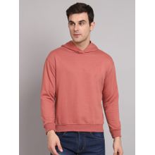 Obaan Men Peach Solid Hoodie