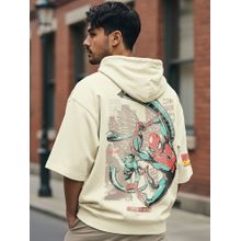 Bewakoof Beige Terry Half Sleeves Hoodie