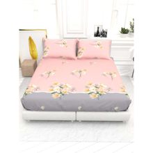 the White Moss Cider 144 TC Printed Microfiber Bedsheet & 2 Pillow Covers (King)