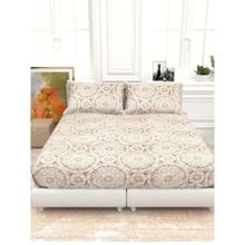 the White Moss Georgia 100% Cotton 210 TC Printed Bedsheet with 2 Pillow Covers (King)
