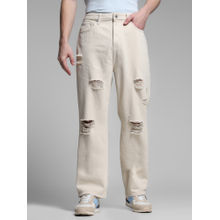 Jack & Jones Beige High Rise Loose Fit Jeans