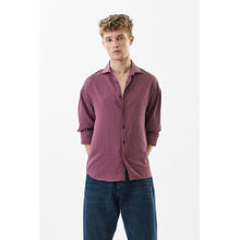 Snitch Regular Fit Self-Design Mauve Shirt