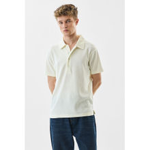 Snitch Slim Fit Flat Knit Light Yellow Polo T-Shirt