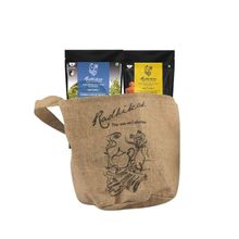 Radhikas Jute Bag Tea Takeaway - 2 Ziplocked Loose Tea Matcha and Butterfly Green Tea Gift Set