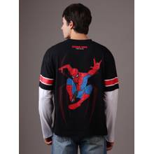 Free Authority Black Spider-Man Brand New Day Men Relaxed Layered Double Sleeve T-Shirt