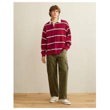 American Eagle Red Boxy Rugby Polo T-Shirt