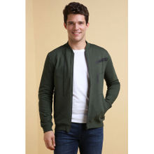Allen Solly Men Green Stylized Neck Full Sleeves Casual Jacket