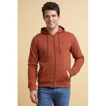 Allen Solly Men Brown Hooded Neck Full Sleeves Casual Hoodie