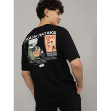 Free Authority Naruto Graphic Print Loose T-Shirt Black