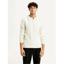 Levi's Men's Self Design Off-White Neck Sweater