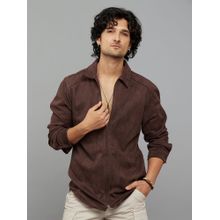 ROOKIES Men Coffee Suede-Finish Zipper Front Shacket