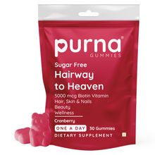 Purna Gummies Hair Biotin Cranberry Sugar Free Gummies with Vitamin B12 for Hair & Nail, 30 Day Pack