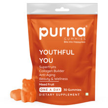 Purna Gummies Superfruits Collagen Mixed Fruit Flavour Gummies for Hair and Skin, 30 Day Pack