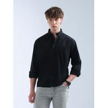 Flying Machine Men Black Cotton Solid Shirt