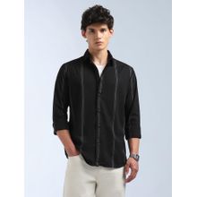 Flying Machine Men Black Cotton Stripes Shirt