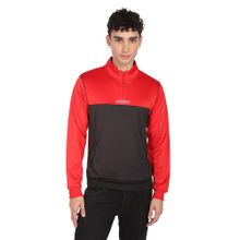 Flying Machine Red Colour Block Polyester Sweatshirt