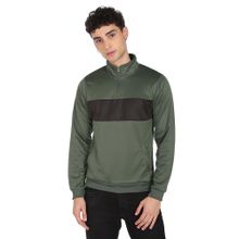 Flying Machine Green Colour Block Polyester Sweatshirt