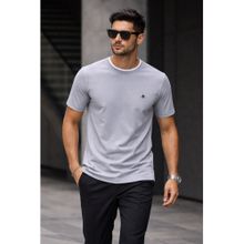 Parcel Yard Grey Men Solid Cotton Round Neck Half Sleeve Regular Fit T Shirt