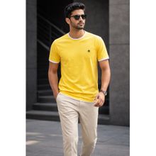 Parcel Yard Yellow Men Solid Cotton Round Neck Half Sleeve Regular Fit T Shirt