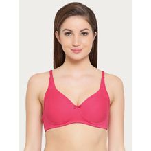 Clovia Cotton Rich Solid Non-Padded Full Cup Wire Free T-shirt Bra - Dark Pink