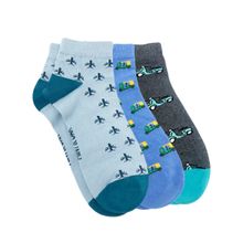 Mint & Oak Transport Ankle Length Pack of 3 Socks for Men - Multi-Color (Free Size)