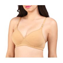 Bralux Women's Bra, B Cup Cotton Non-wired Thin Padded Bra With Transparent Strap - Nude