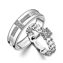 Karatcart Platinum Plated Elegant Adjustable Solitaire Couple Rings With Red Rose Case
