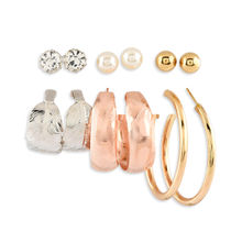 Toniq Classic Gold,Rose Gold & Silver Set 6 Stud And Hoop Earring Set For Women
