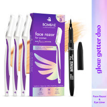 Bombae Reusable & Painless Face & Eyebrow Razor + Blue Heaven Intense Easy Sketch Eyeliner Combo