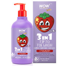 WOW Skin Science Kids Strawberry 3 in 1 Tip to Toe Wash - Shampoo + Conditioner + Body wash