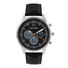 Joker & Witch Rover All Black Dial Faux Leather Strap Analog Mens Watch