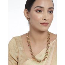 I Jewels Gold Plated Traditional Stylish Multicolour Stone Work Long Necklace Set