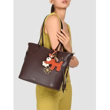 Lililo Brown Two Faced Tote Bag with Detachable Strap and Charm