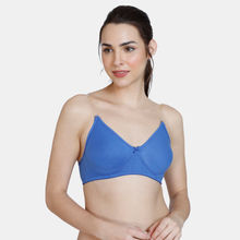 Zivame Rosaline Non Wired Medium Coverage T-Shirt Bra With Transparent Straps - Amparo - Blue