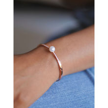 Tora Solene 92.5 Silver Pearl Kada Bracelet for Women Rose Gold