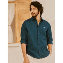 Andamen Men Pure Cotton Dobby Regular Fit Teal Shirt
