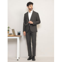 Subtract Men Charcoal Single-Breasted Solid Blazer with Trouser