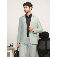 Subtract Men Green Single-Breasted Solid Blazer with Trouser