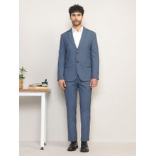 Subtract Men Blue Single-Breasted Solid Blazer with Trouser