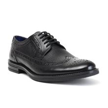MASABIH Genuine Leather Black Brogue Lace-Up Shoes For Men