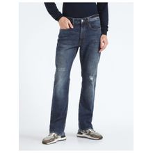 Flying Machine Men Blue Cotton Solid Boot Cut Jeans