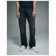 Flying Machine Men Black Cotton Solid Boot Cut Jeans