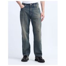 Flying Machine Men Blue Cotton Solid Straight Jeans