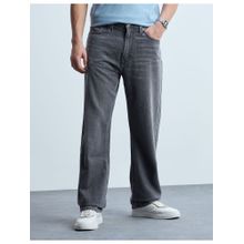 Flying Machine Men Black Cotton Solid Straight Jeans