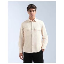 Flying Machine Beige Relaxed Fit Corduroy Shirt