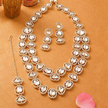 Zaveri Pearls Gold Tone Artificial Stones & Beads Necklace Earrings Ring Maangtikka Set-ZPFK16904