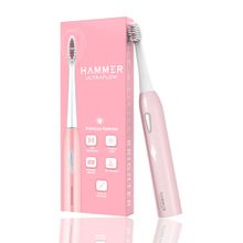 HAMMER UltraFlow Electric Toothbrush with 3 Replaceable Brush Heads, 6 Brushing Modes (Pink)