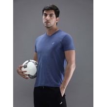 Crocodile Blue Solid/Plain Slim Fit T-Shirt